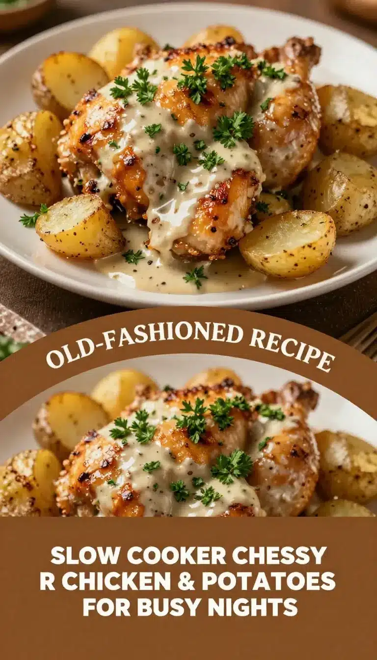 A slow cooker filled with cheesy ranch chicken and potatoes, perfect for easy one-pot meals.