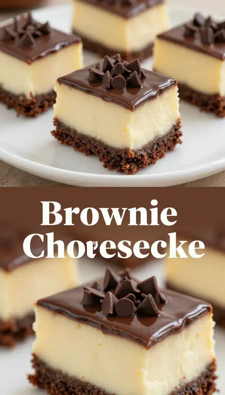 Close-up of decadent brownie bottom cheesecake bites arranged on a white plate.