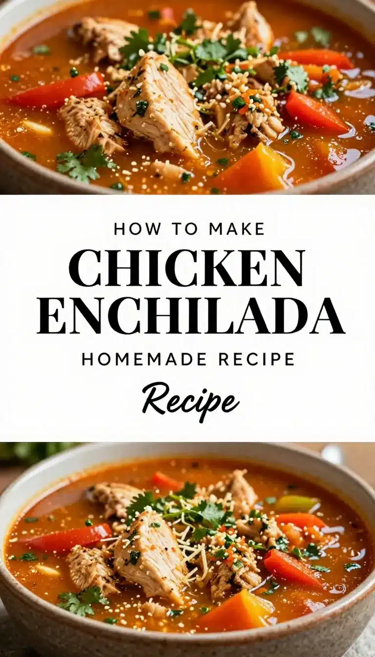 Chicken Enchilada Soup 4 A bowl of hearty chicken enchilada soup topped with shredded cheese and fresh cilantro.