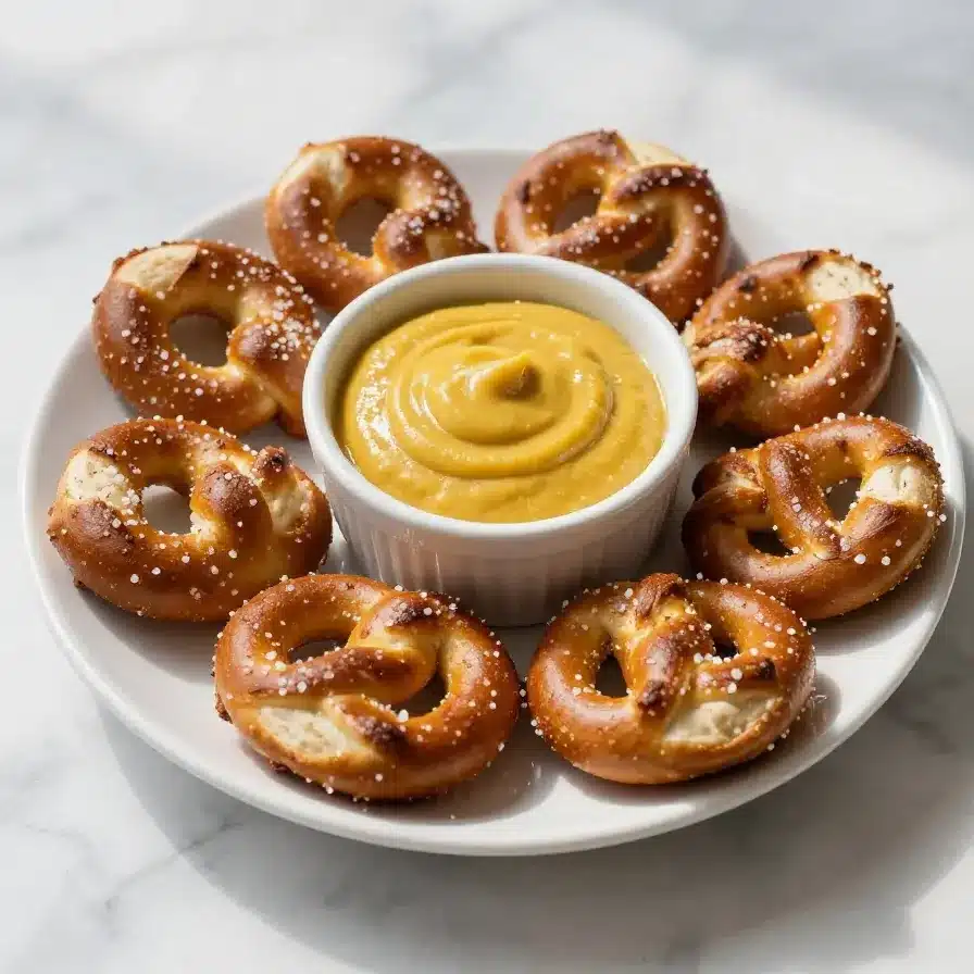 Easy Pretzel Bites Party Snack 2 A plate of golden-brown pretzel bites served as a party snack.