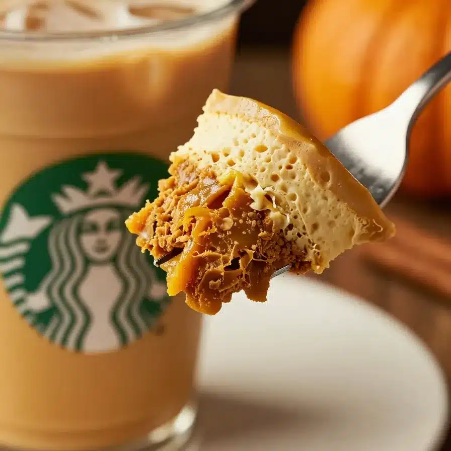 Pumpkin Spice Latte Starbucks Calories Venti 2 A venti-sized Pumpkin Spice Latte from Starbucks placed on a wooden table.