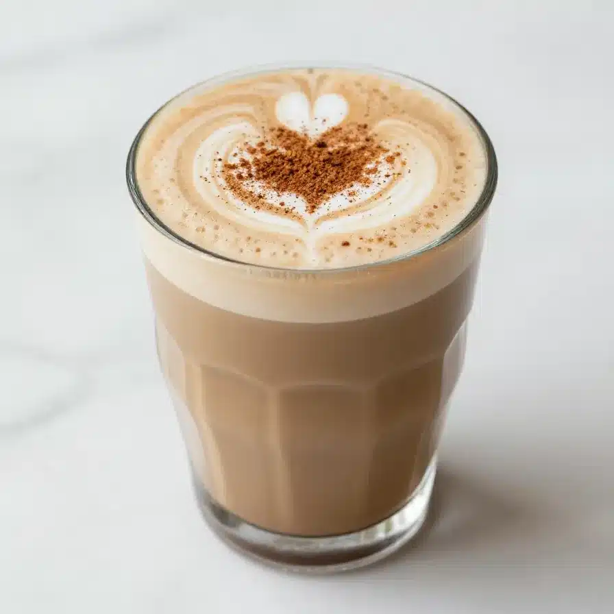 A Starbucks cup filled with iced pumpkin cream chai on a wooden table.