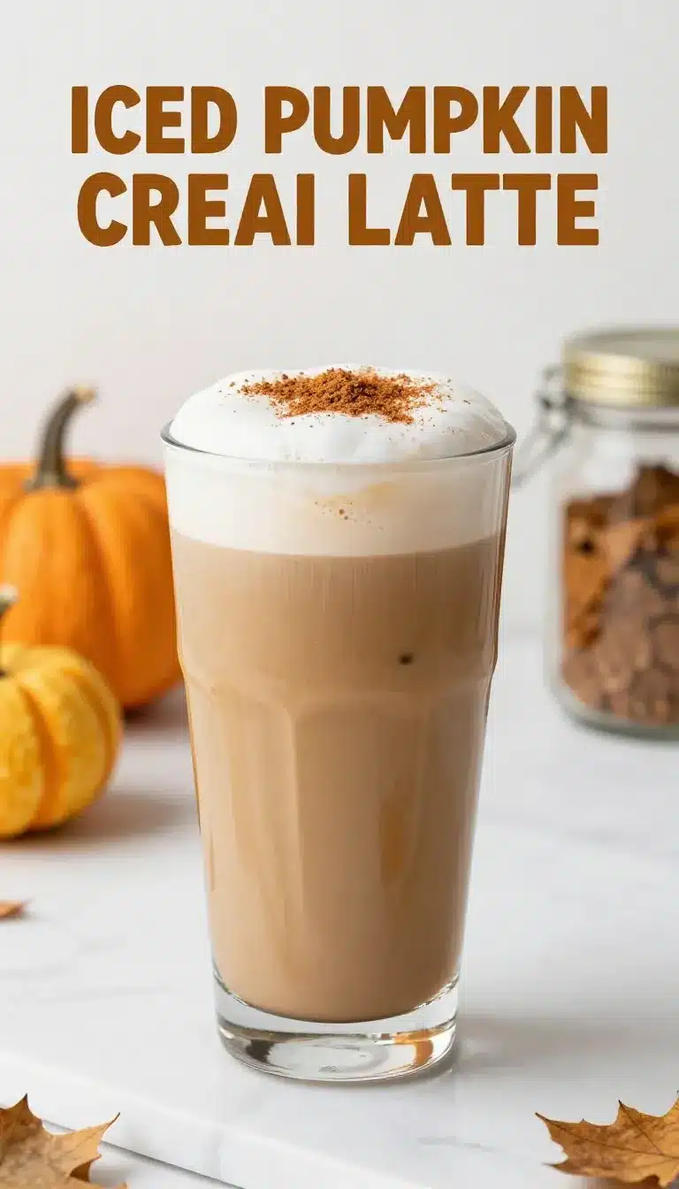 Starbucks Iced Pumpkin Cream Chai 4 A Starbucks cup filled with iced pumpkin cream chai on a wooden table.