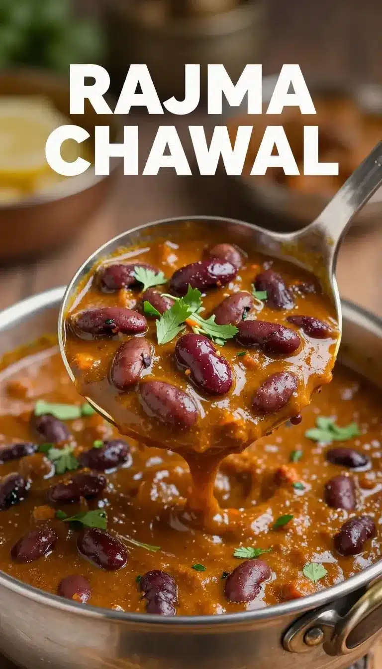 A plate of delicious Rajma Chawal served with fresh coriander garnish.