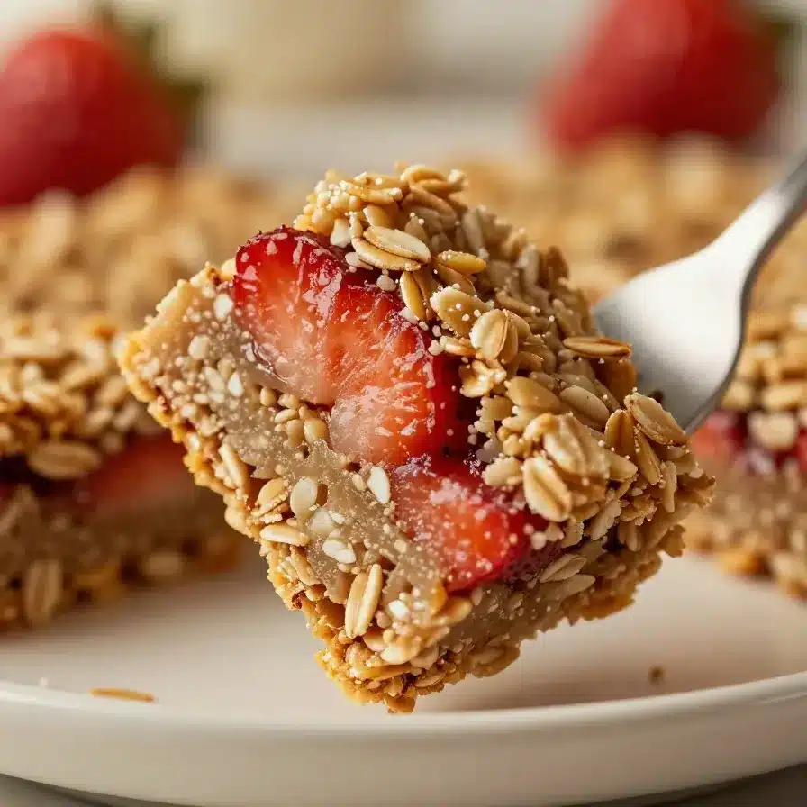 Strawberry Oatmeal Bars Recipe - Healthy and Delicious | Protein bar recipes no bake, High protein snacks, Healthy protein snacks 2 pin 37 img2 body1