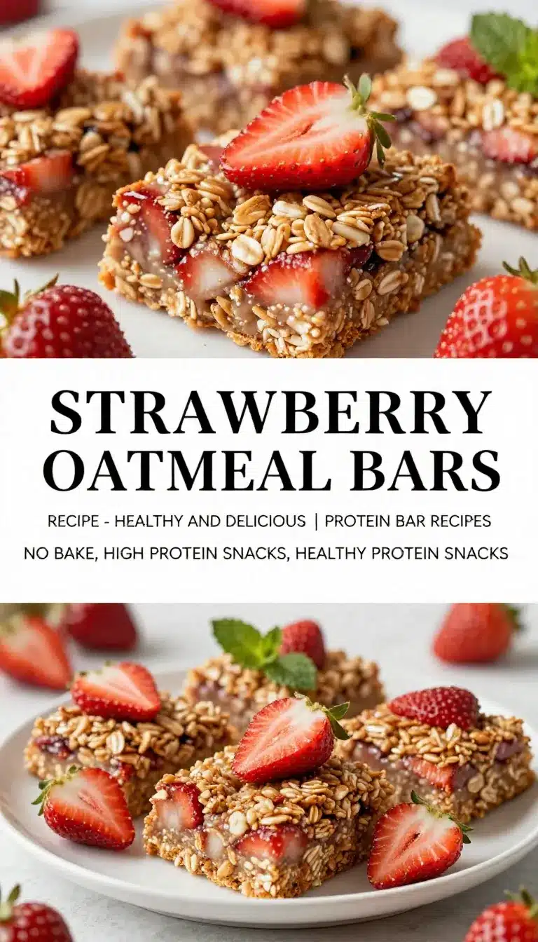 Strawberry Oatmeal Bars Recipe - Healthy and Delicious | Protein bar recipes no bake, High protein snacks, Healthy protein snacks 5 pin 37 img3 pin 1