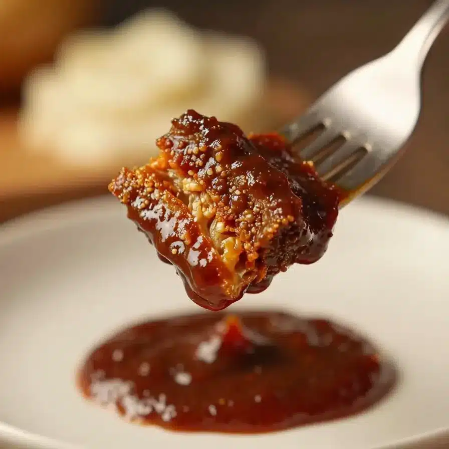 Homemade BBQ Sauce Recipe 2 A jar of homemade BBQ sauce placed on a wooden table surrounded by fresh ingredients.
