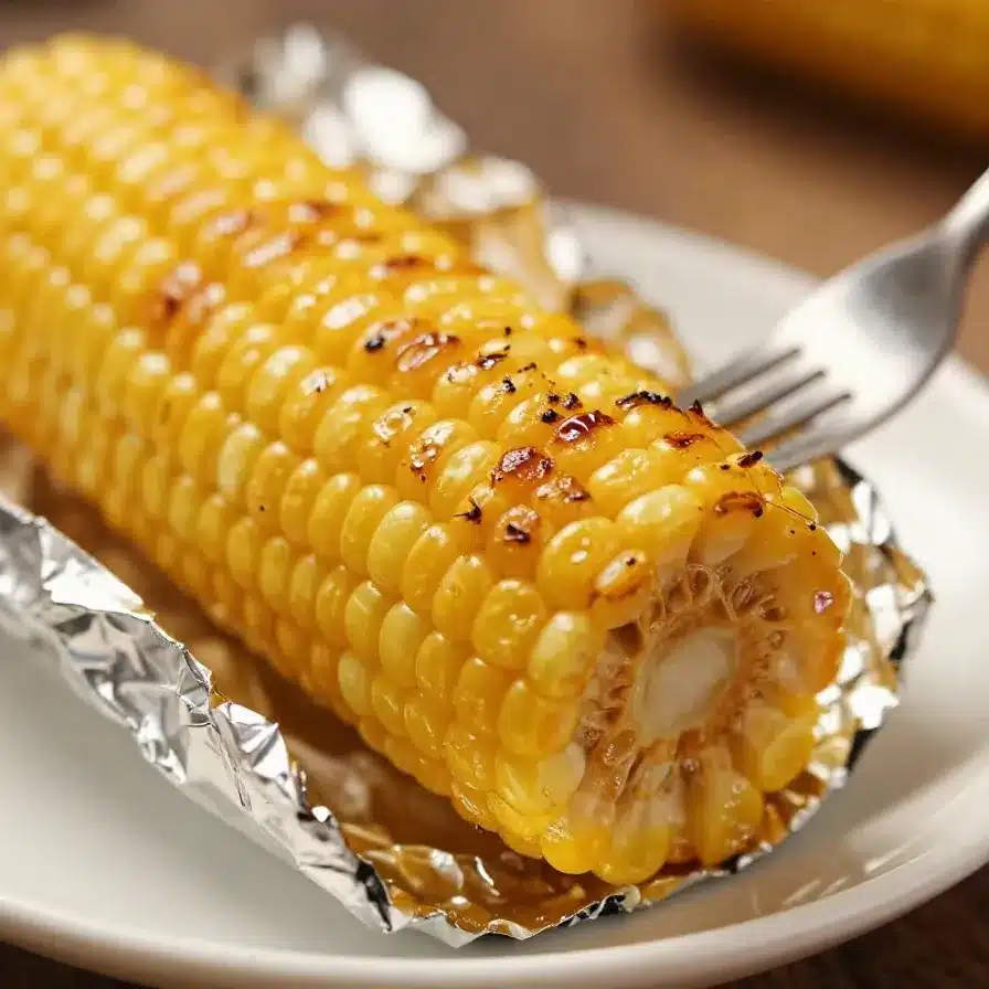 Grilled Corn on the Cob in Foil Recipe 2 Grilled corn on the cob wrapped in foil, cooked to perfection with butter and seasoning.