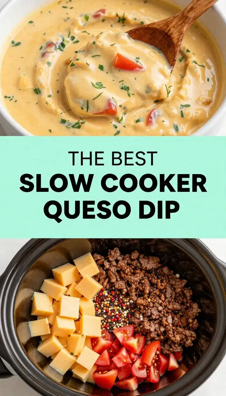 A bowl of creamy queso dip made in a slow cooker, garnished with chopped cilantro and served with tortilla chips.