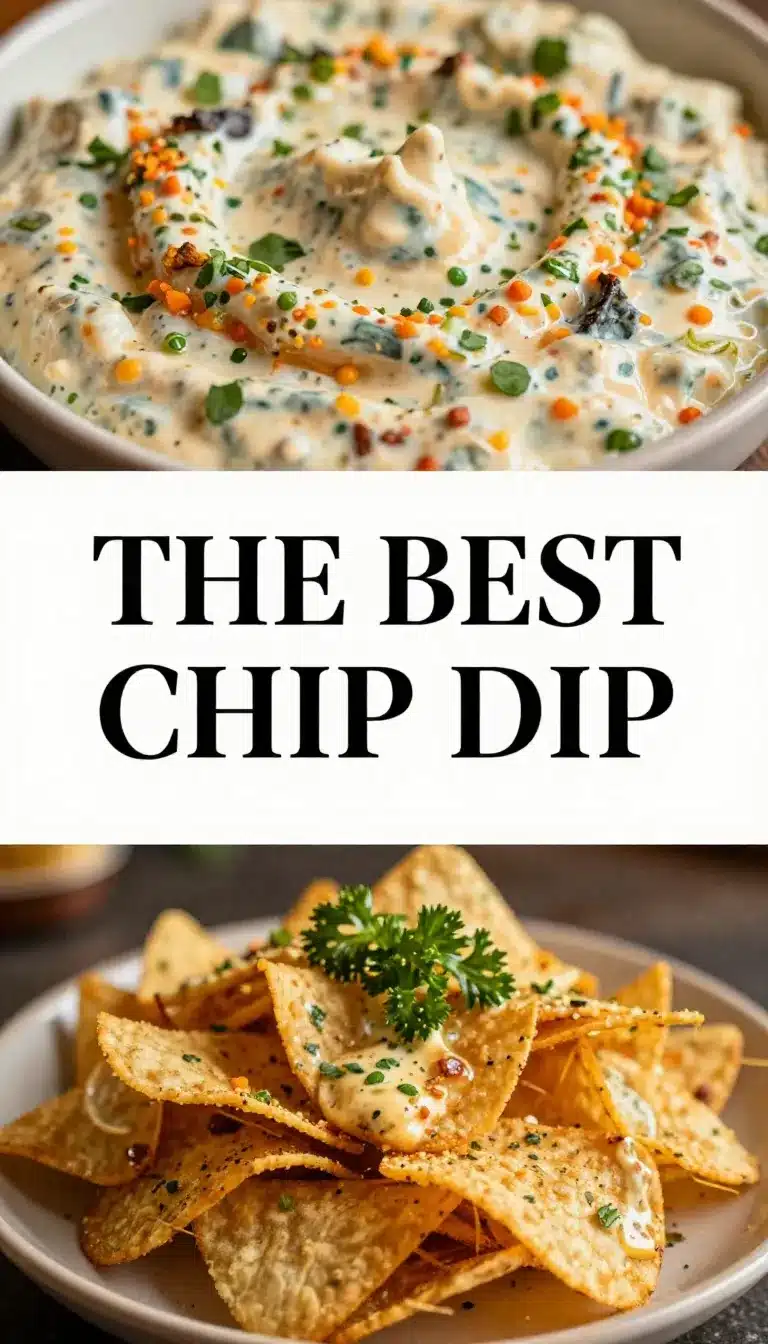 A bowl of creamy chip dip surrounded by tortilla chips on a wooden table.