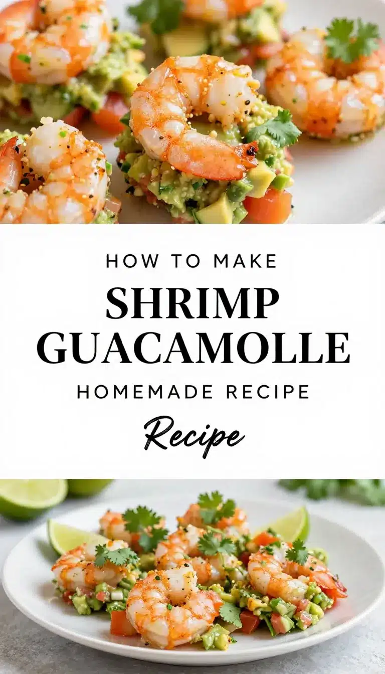 Close-up of shrimp guacamole bites arranged on a white plate.
