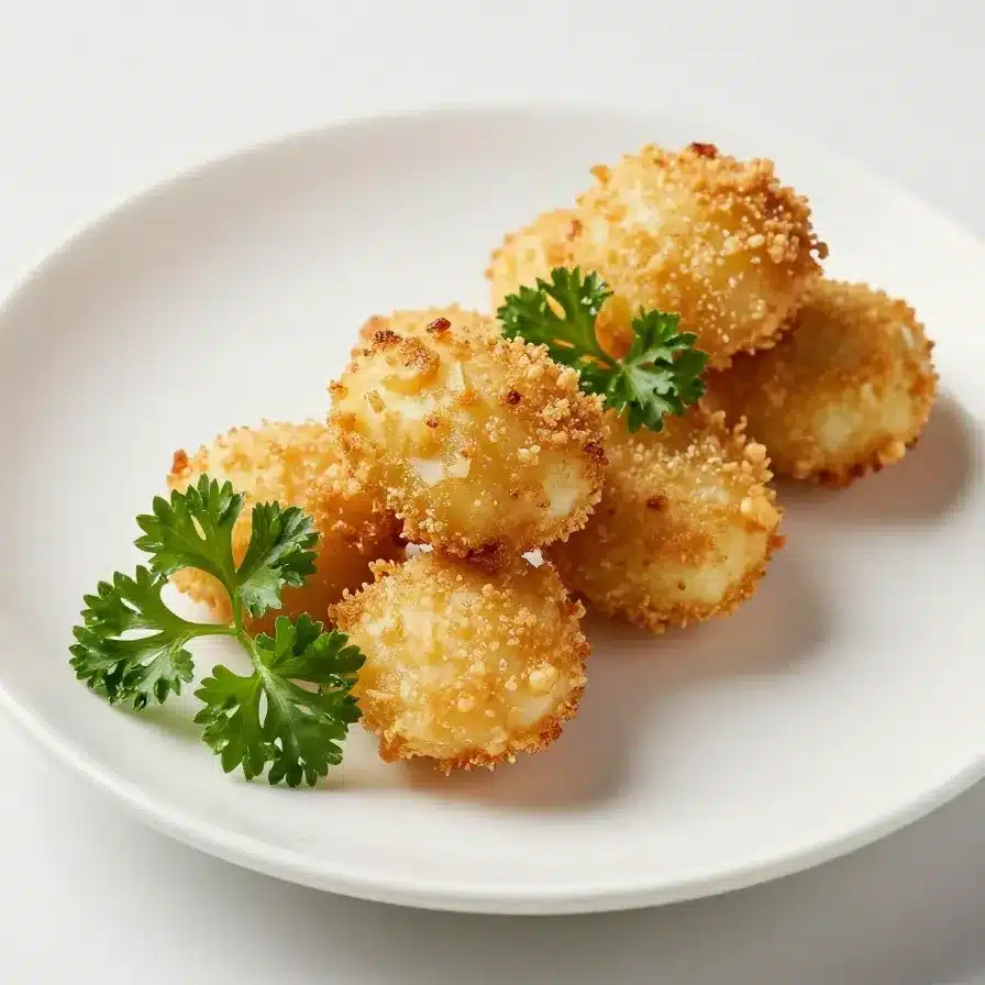 Close-up of Ritz crackers topped with garlic parmesan seasoning, arranged on a party platter.