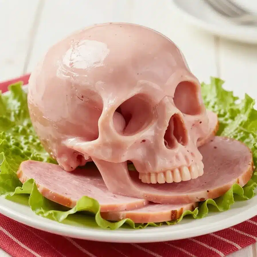 A spooky Halloween-themed salad arranged to look like a ghost with fresh vegetables and cheese.