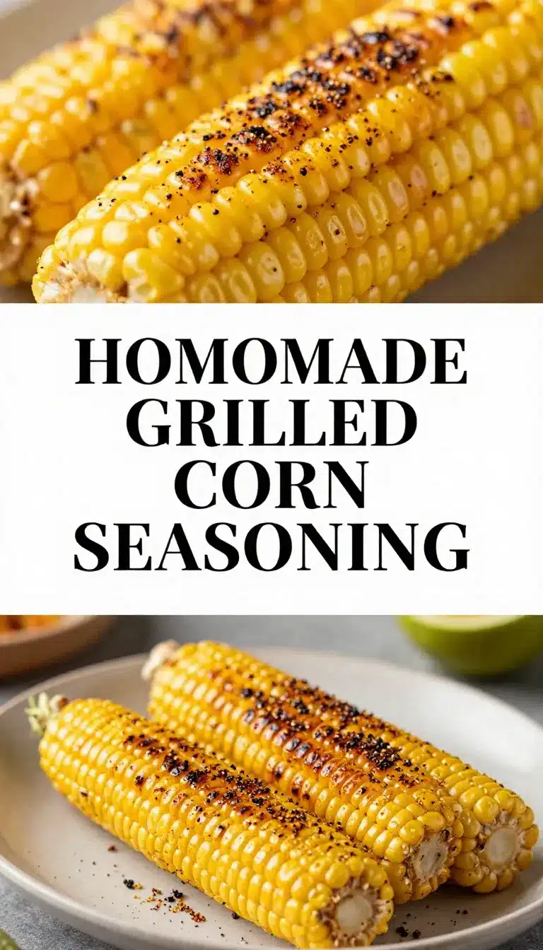 Close-up of grilled corn seasoned with Blé d’indes seasoning on a wooden plate
