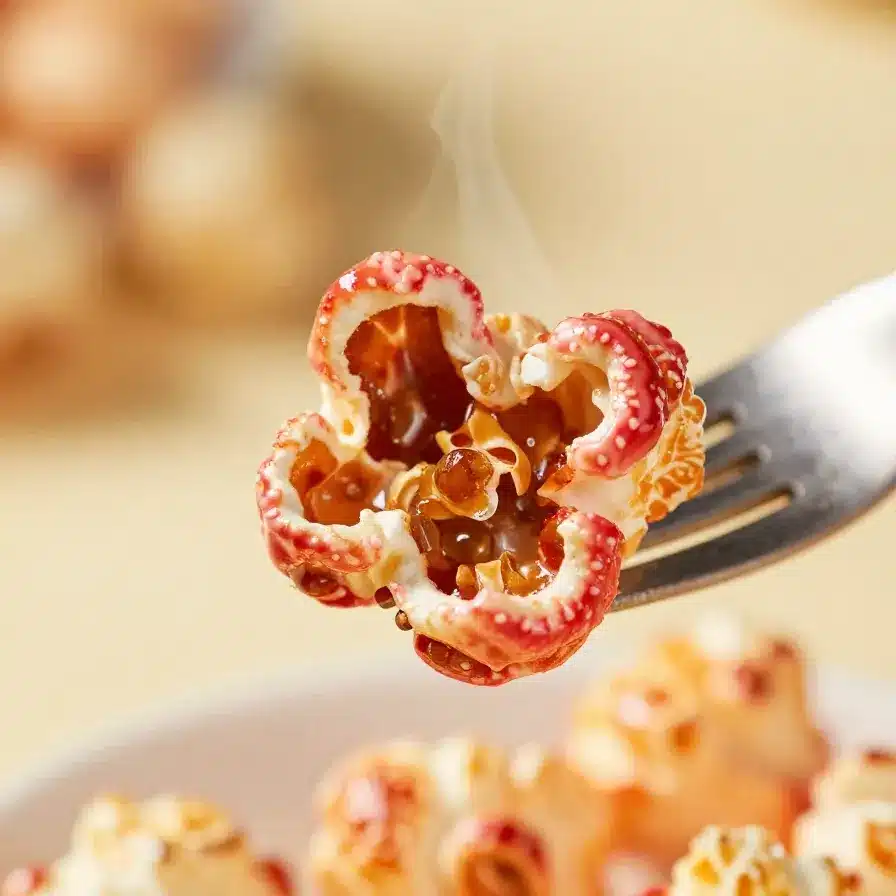 Bloody Red Velvet Popcorn 2 A bowl of bloody red velvet popcorn with a dramatic appearance.