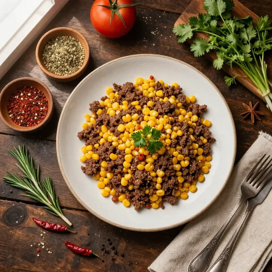 A plate of Filipino-style canned corn beef hash garnished with green onions