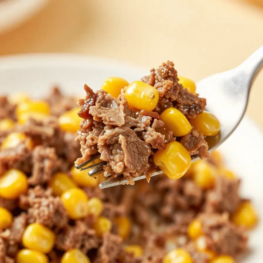 A plate of Filipino-style canned corn beef hash garnished with green onions
