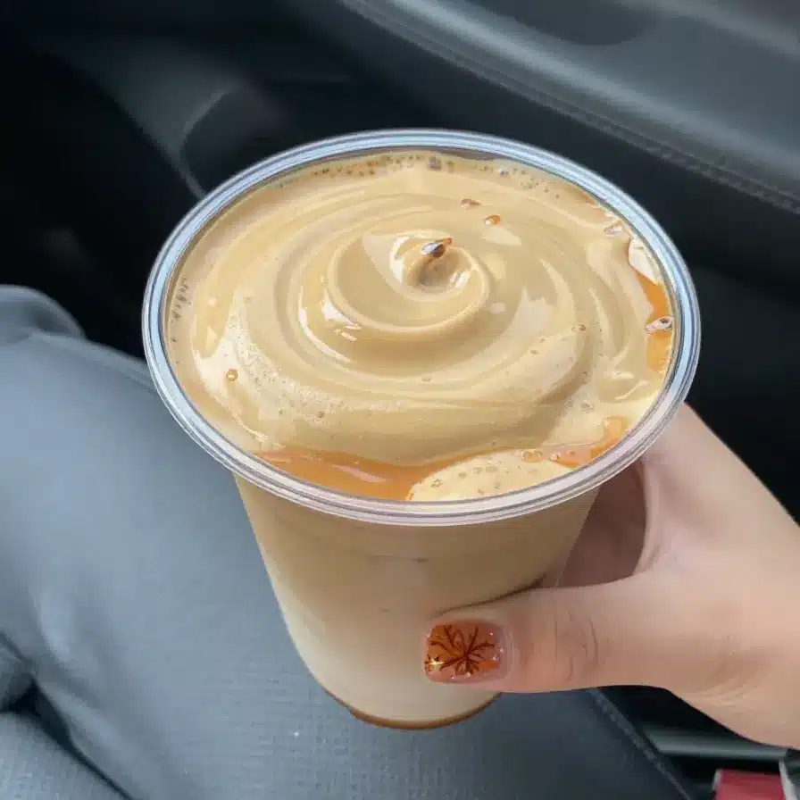 Vegan Pumpkin Spice Coffee 2 A steaming cup of vegan pumpkin spice coffee topped with dairy-free whipped cream and cinnamon.