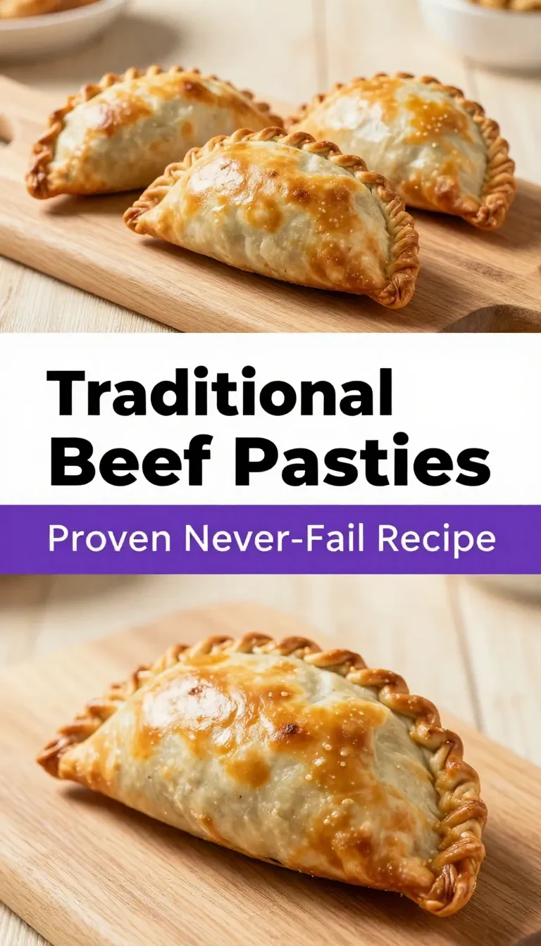 A freshly baked Cornish pasty on a wooden table