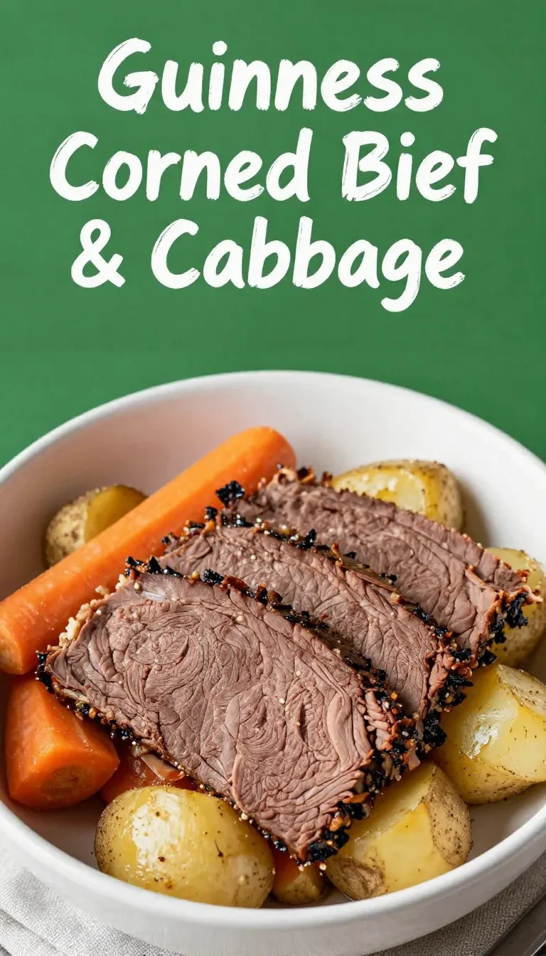 Slow Cooker Corned Beef with Guinness 4 A slow cooker filled with tender corned beef and vegetables, garnished with fresh herbs