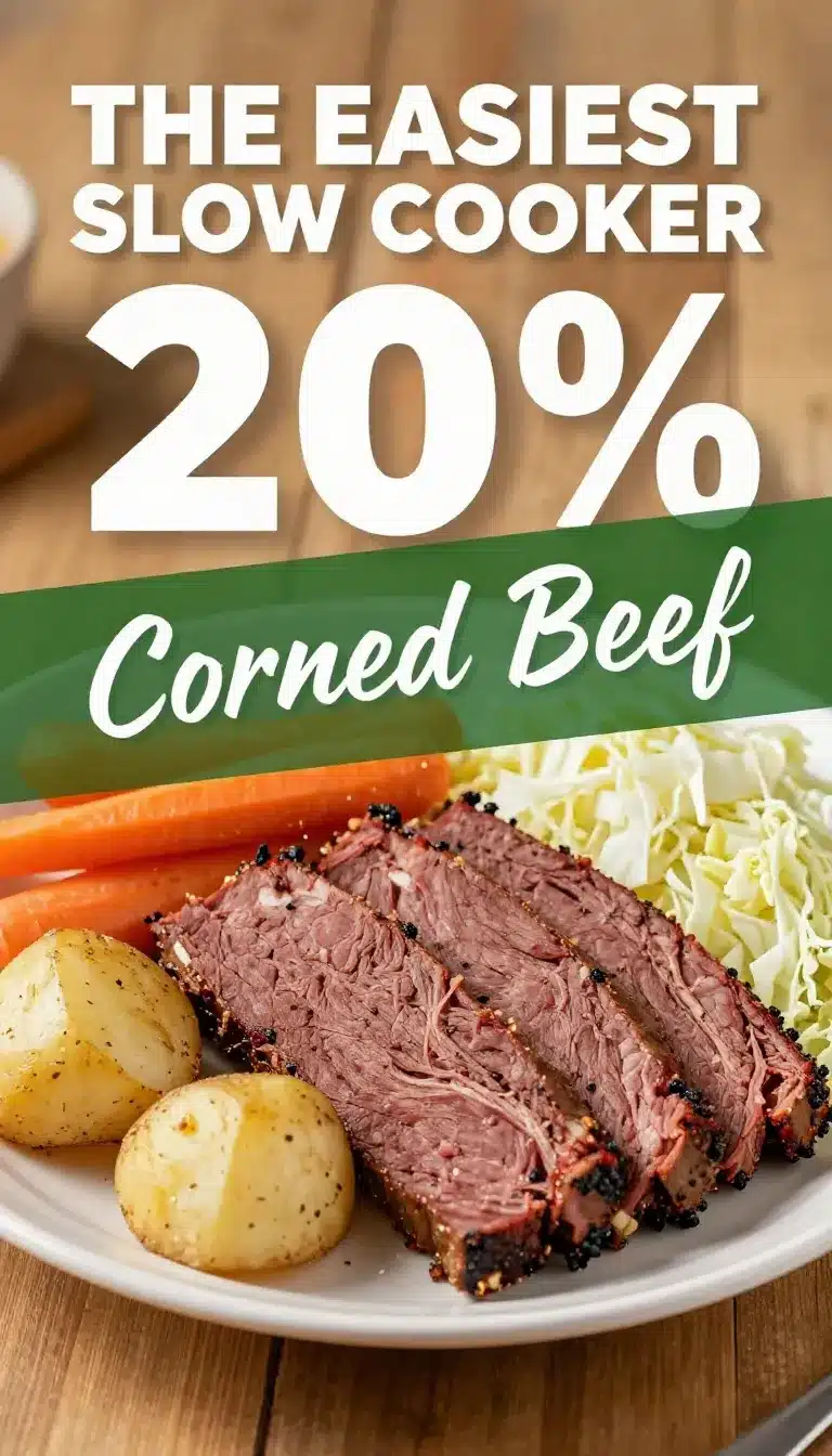 A delicious slow cooker corned beef and cabbage dish served on a plate with carrots and potatoes