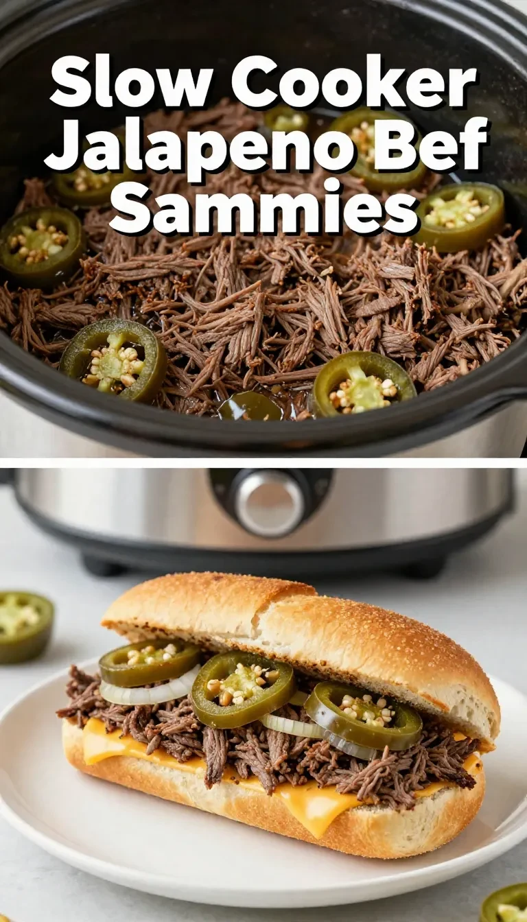 A bowl of spicy slow cooker corned beef garnished with jalapenos and herbs
