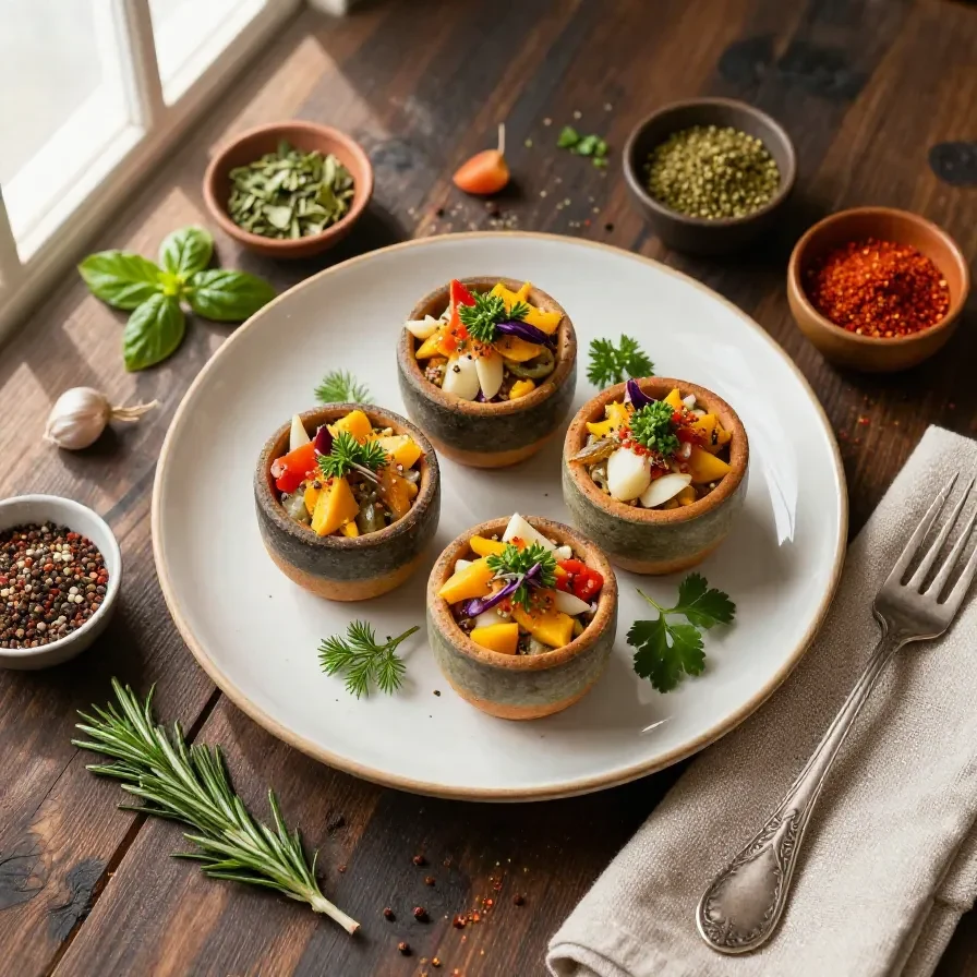 A collection of mini cauldrons filled with colorful candies and treats