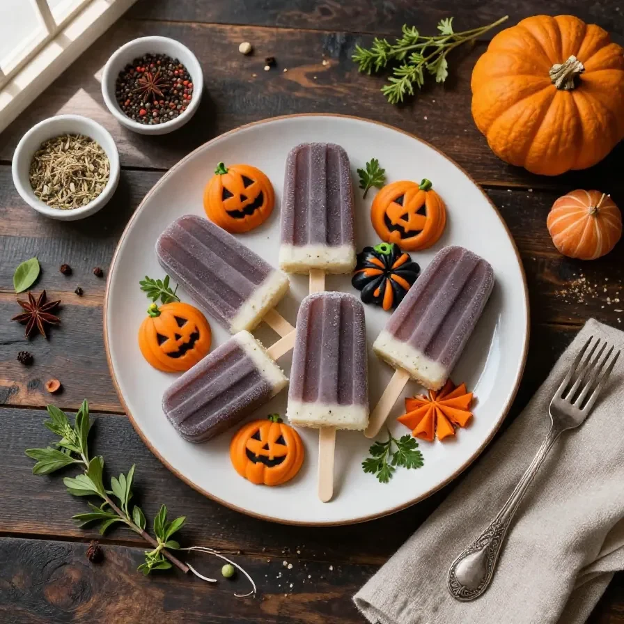 A colorful assortment of Halloween-themed cake popsicles decorated with spooky designs.