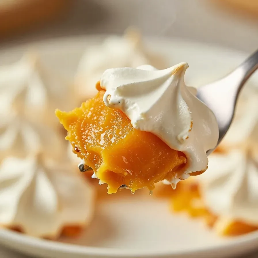 Meringue Pumpkins 2 A plate of colorful meringue pumpkins in various sizes and shades of orange and green.