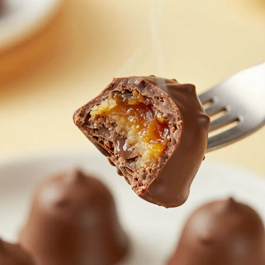 A plate of chocolate bee bites topped with honey and nuts