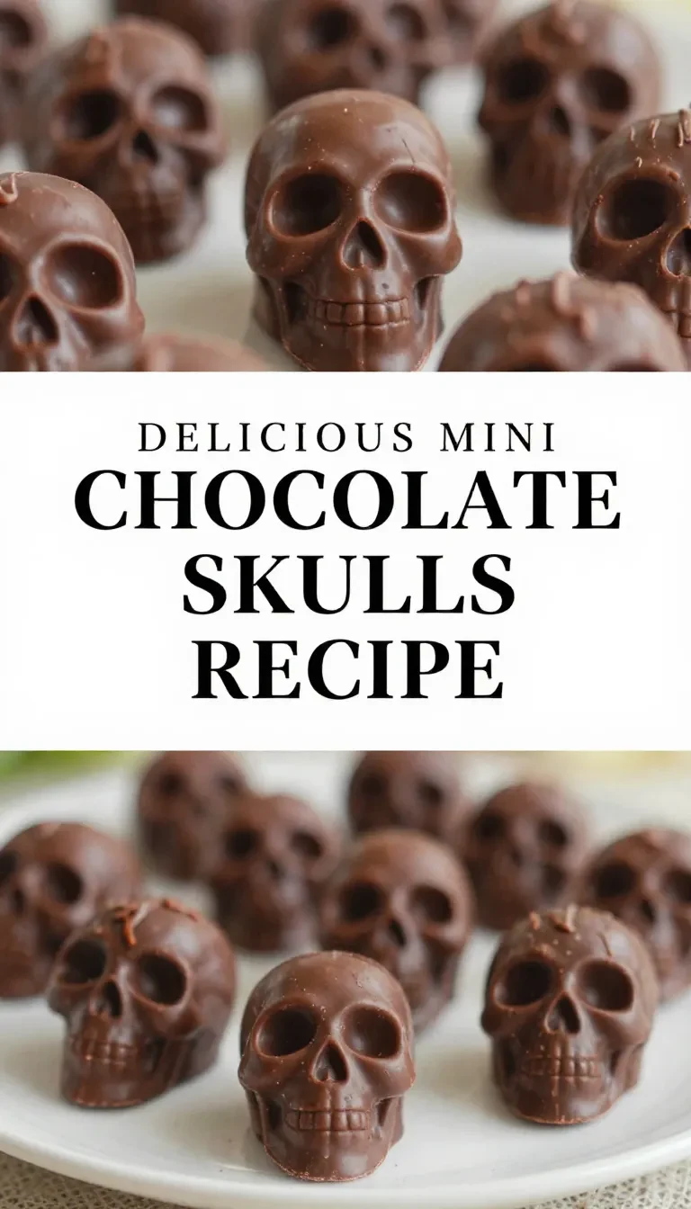 A close-up of mini chocolate skulls arranged on a decorative plate