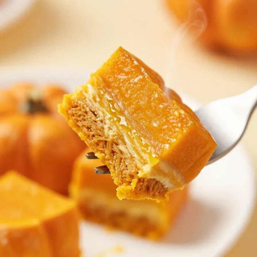 A plate of bite-sized pumpkin treats with a sprinkle of cinnamon on top