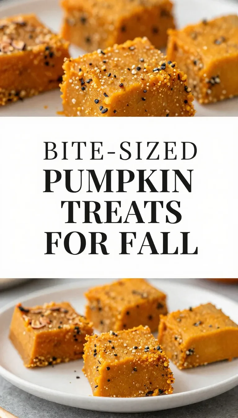 A plate of bite-sized pumpkin treats with a sprinkle of cinnamon on top