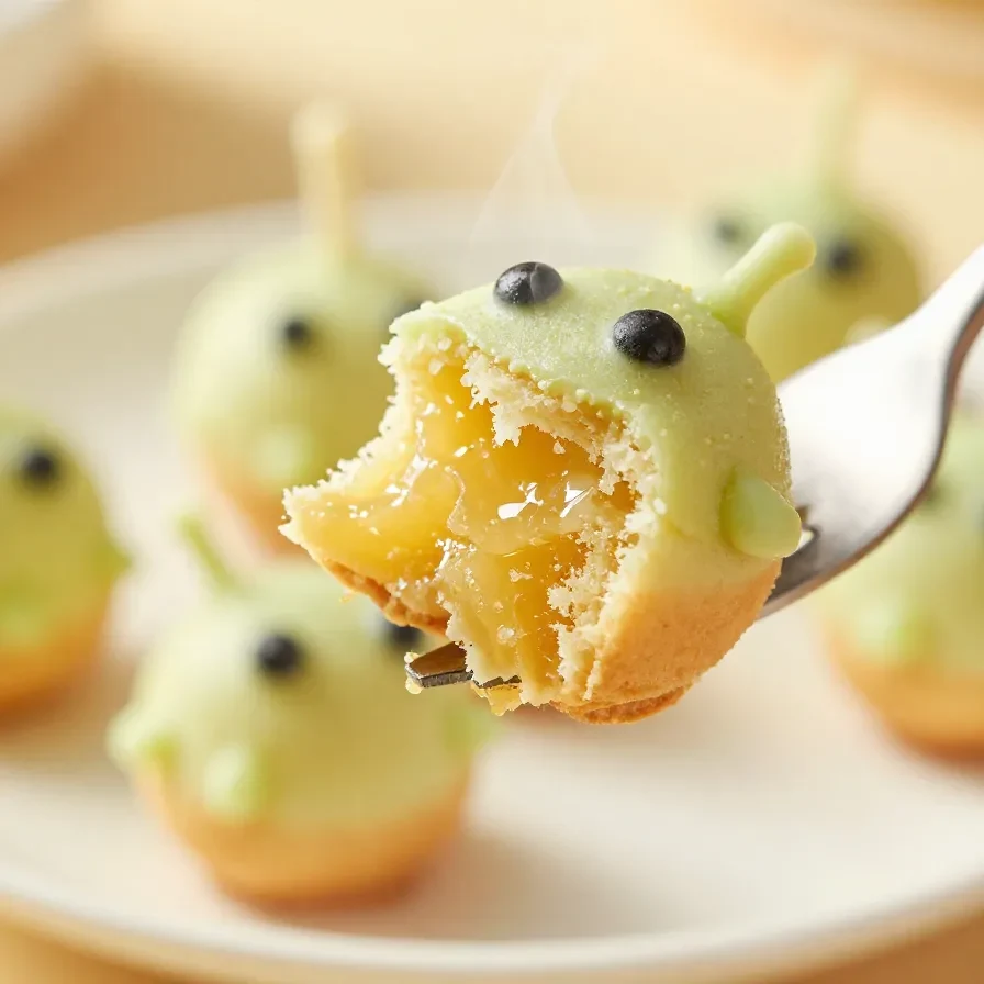 Colorful mini alien cake pops decorated with candy eyes and vibrant icing