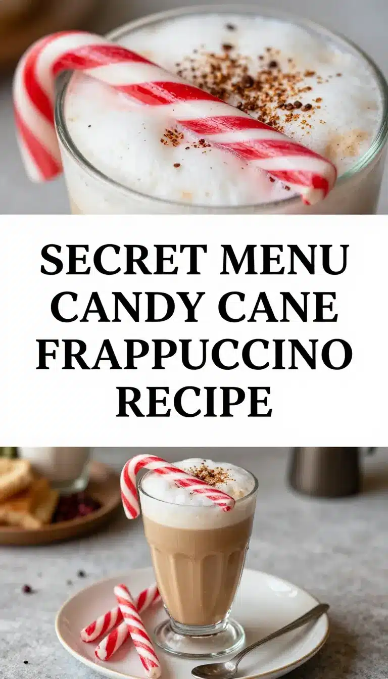 Candy Cane Frappuccino (Secret Menu) 5 A festive Candy Cane Frappuccino topped with whipped cream and crushed candy canes