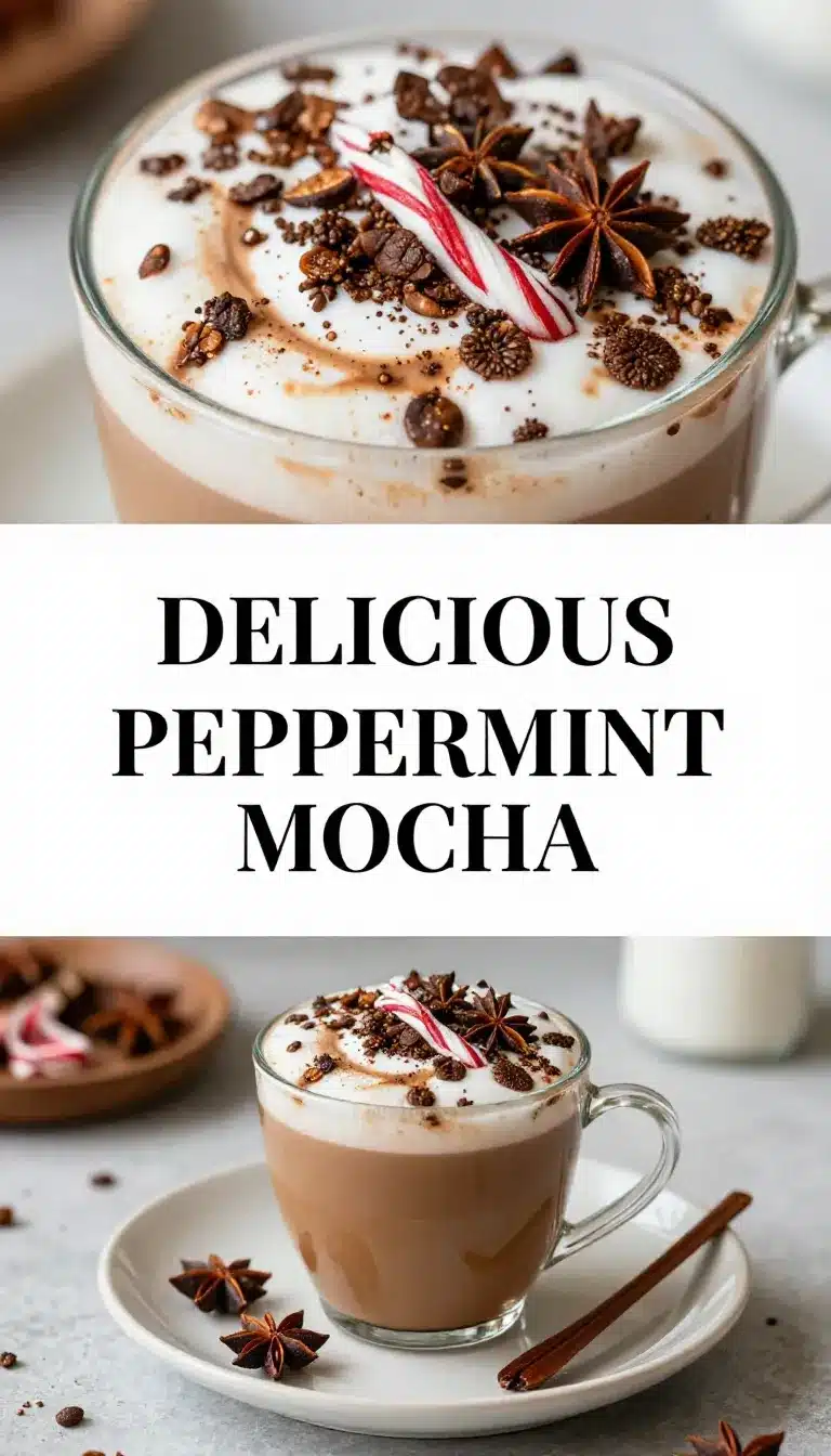 Peppermint Mocha 4 A steaming cup of peppermint mocha topped with whipped cream and chocolate shavings