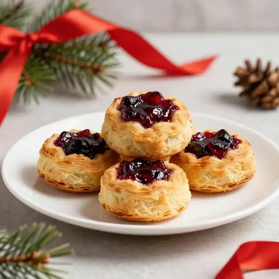 A freshly baked sugar plum cheese Danish with a golden-brown crust and a sweet filling