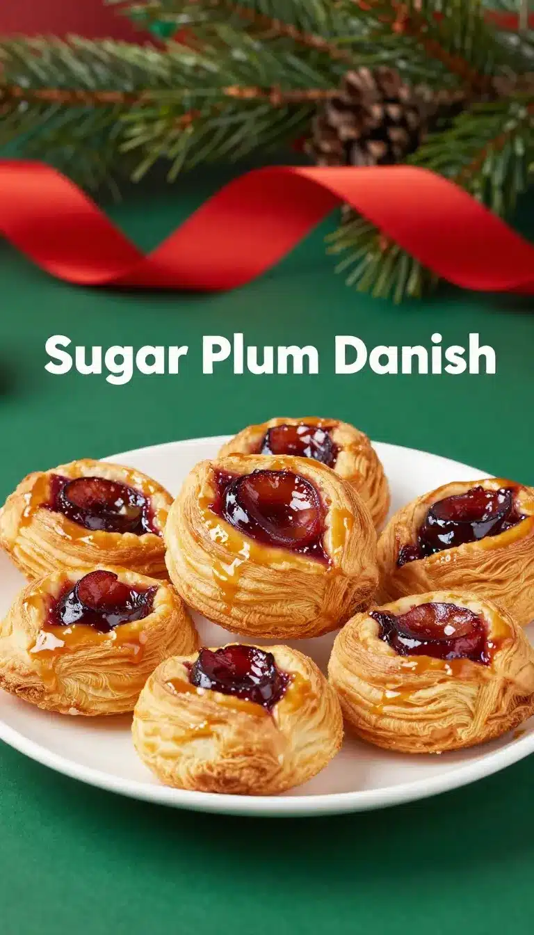 A freshly baked sugar plum cheese Danish with a golden-brown crust and a sweet filling