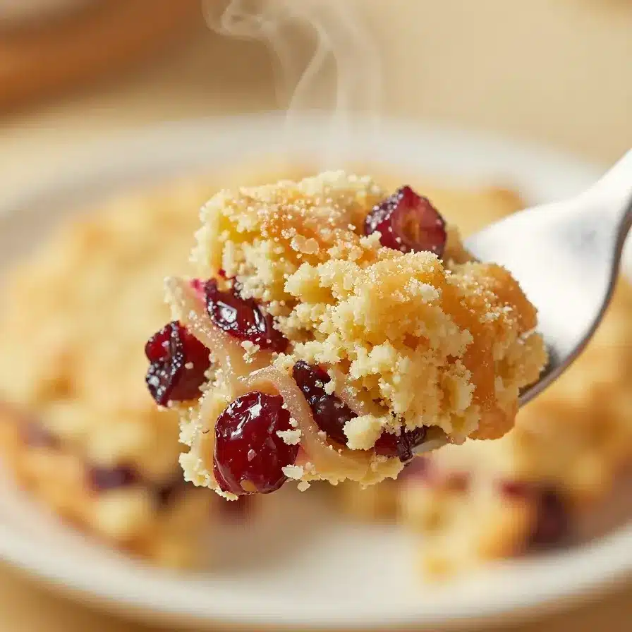A bowl of vibrant cranberry fluff dessert topped with whipped cream and garnished with fresh cranberries.