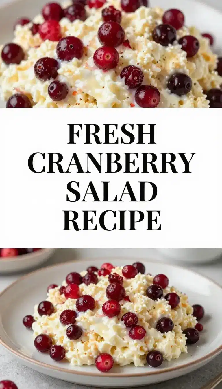 Cranberry Fluff Salad From Fresh Cranberries 5 A vibrant bowl of cranberry fluff salad made with fresh cranberries, whipped cream, and marshmallows.