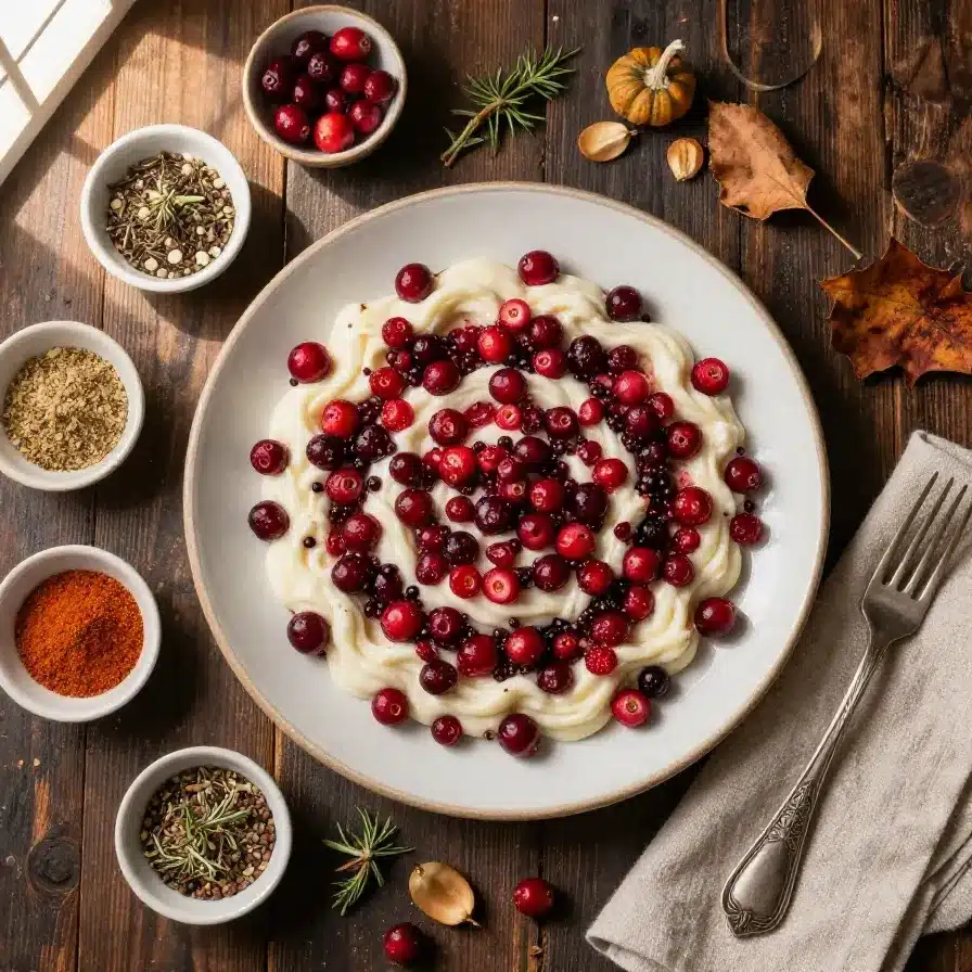 A colorful spread of various cranberry salad dishes for Thanksgiving