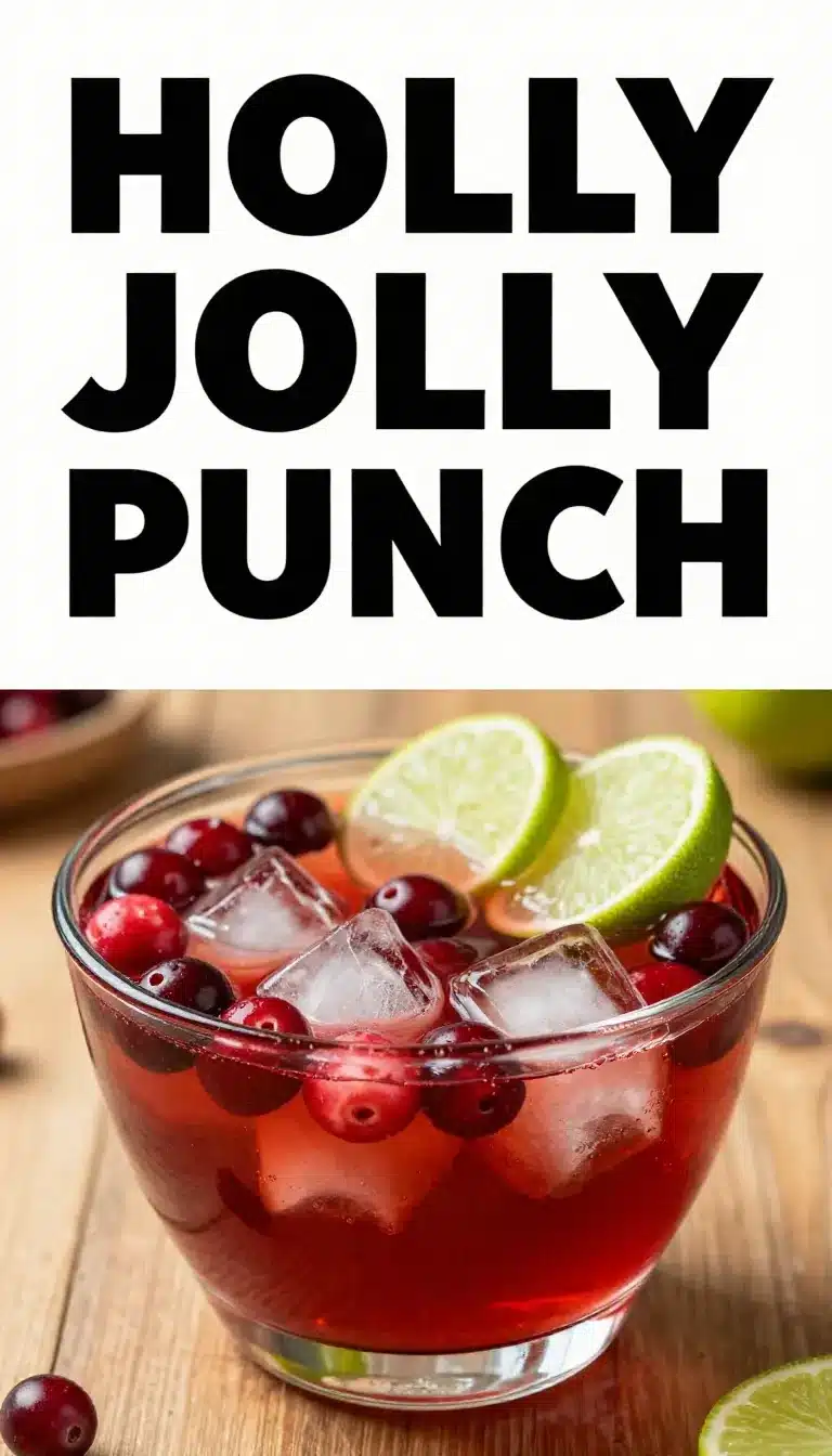 Holly Jolly Refresher 4 A refreshing drink called Holly Jolly Refresher in a festive glass with mint leaves and cranberries